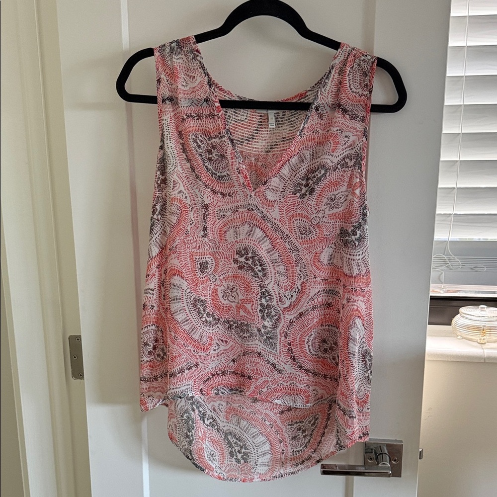 Joie Pink and Gray Paisley Tank Top